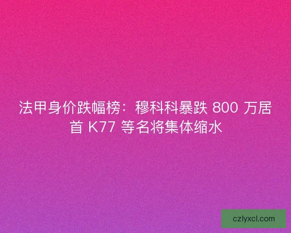 法甲身价跌幅榜：穆科科暴跌 800 万居首 K77 等名将集体缩水