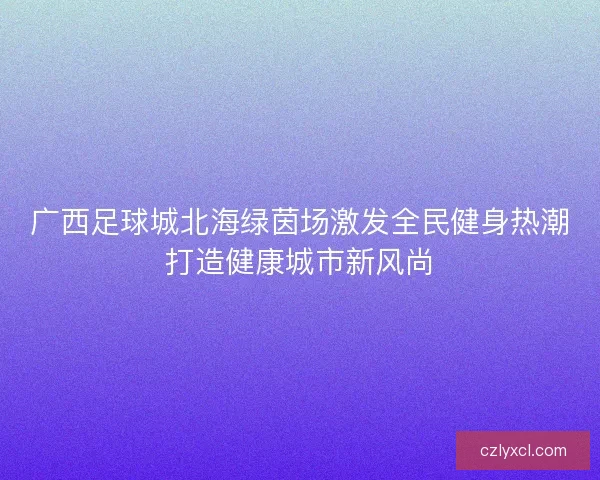 广西足球城北海绿茵场激发全民健身热潮打造健康城市新风尚