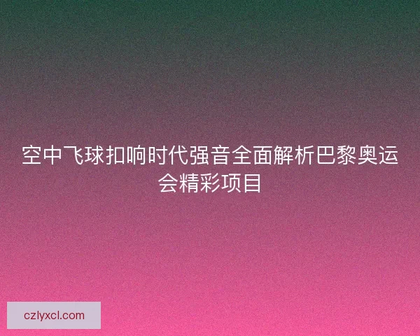 空中飞球扣响时代强音全面解析巴黎奥运会精彩项目