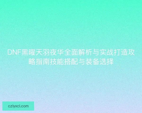 DNF黑曜天羽夜华全面解析与实战打造攻略指南技能搭配与装备选择