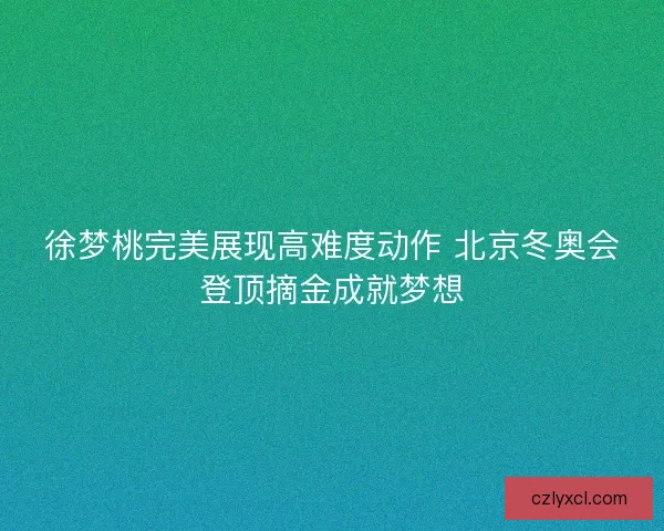 徐梦桃完美展现高难度动作 北京冬奥会登顶摘金成就梦想